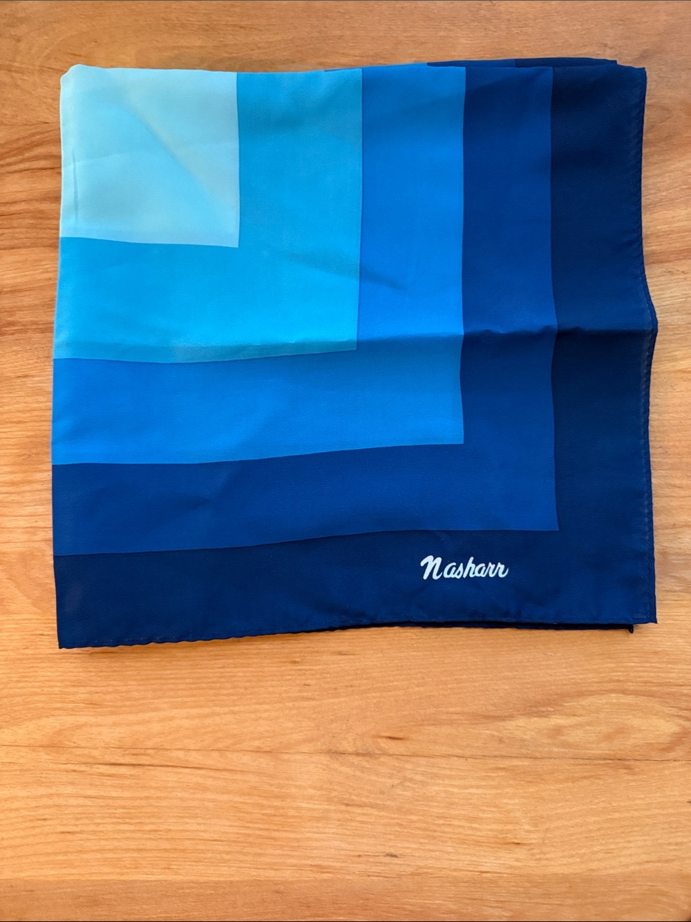 Vintage Nasharr Blue Geometric Square Scarf
